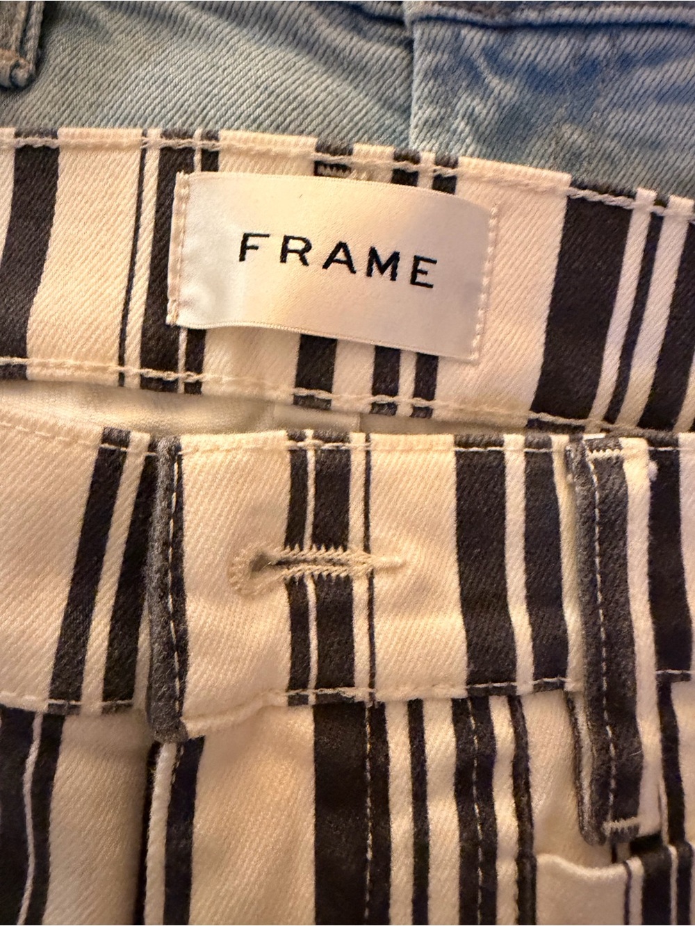 FRAME Le Slim Palazzo Modernist Pocket Navy Stripe Wide Leg Jeans Size 27